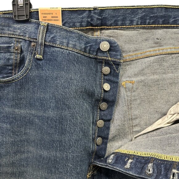 Levi's 501 Original Fit Stretch Straight Leg Button Fly Men Jeans 40x32 Blue Sey - Picture 6 of 8